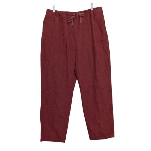 Orvis Drawstring Pants Womens Petite Size Large Red Cotton Pockets Casual - Picture 1 of 10